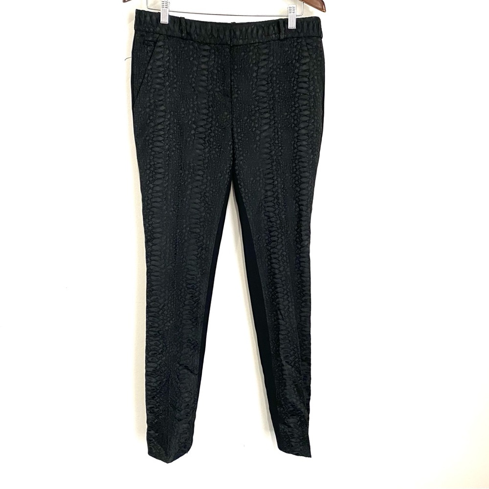 DIANE VON FURSTENBERG Womens 10 Black Patterned Straight Leg Dress Pants SS17